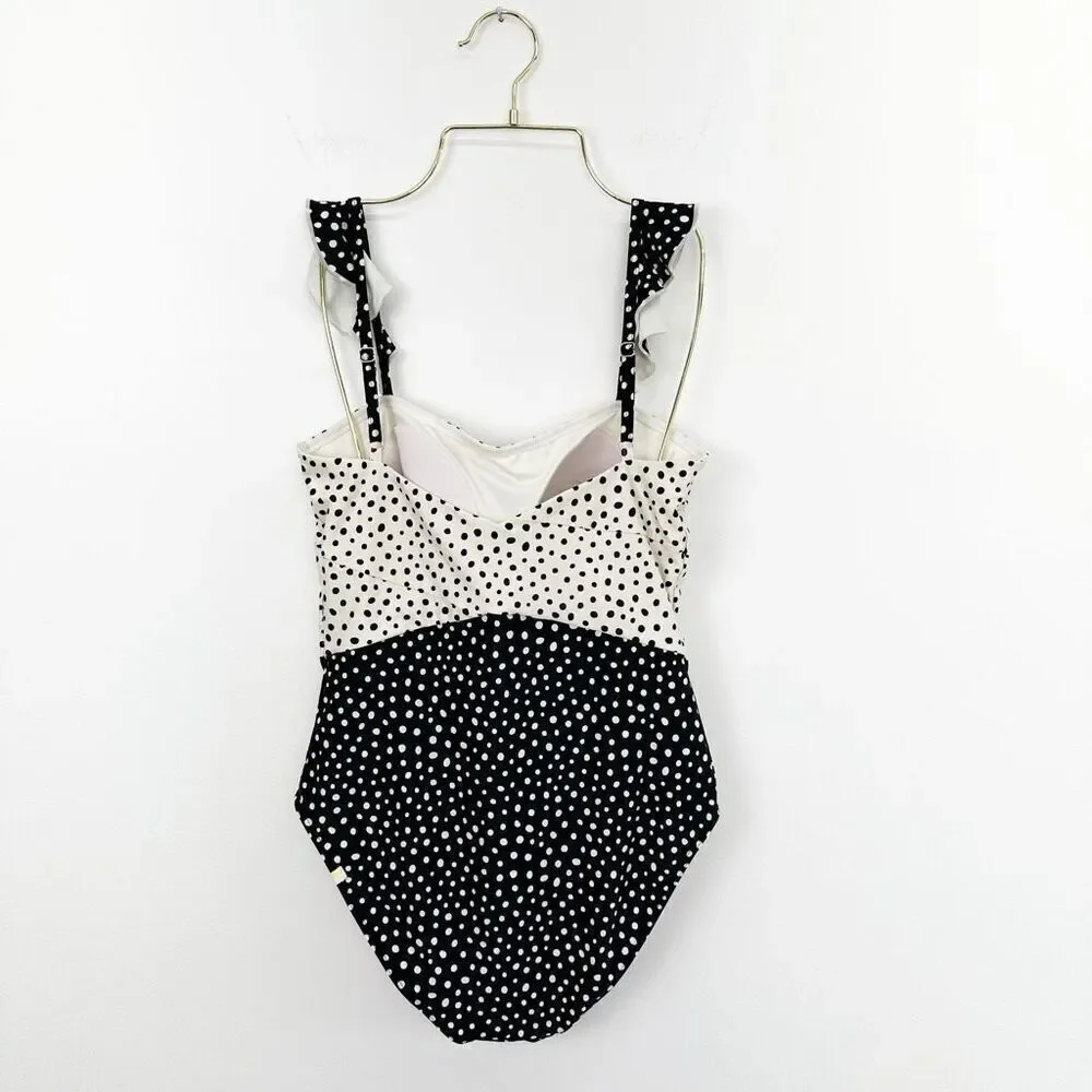 Summersalt Women’s The Ruffle Oasis Limited Edition On the Dot Black and White P